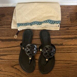 Tory Burch Black Leather Miller Sandals size 9.5